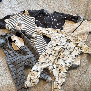 Gerber 3-6 month zip pajama bundle with Animal Prints